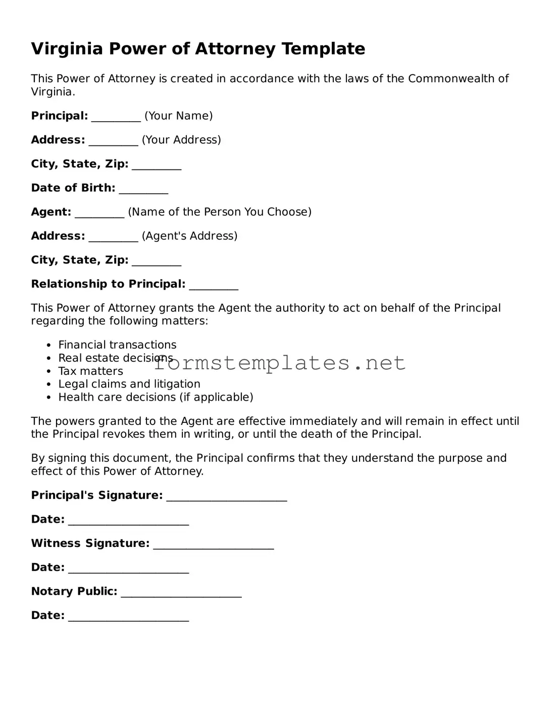 Attorney-Approved Virginia Power of Attorney Template