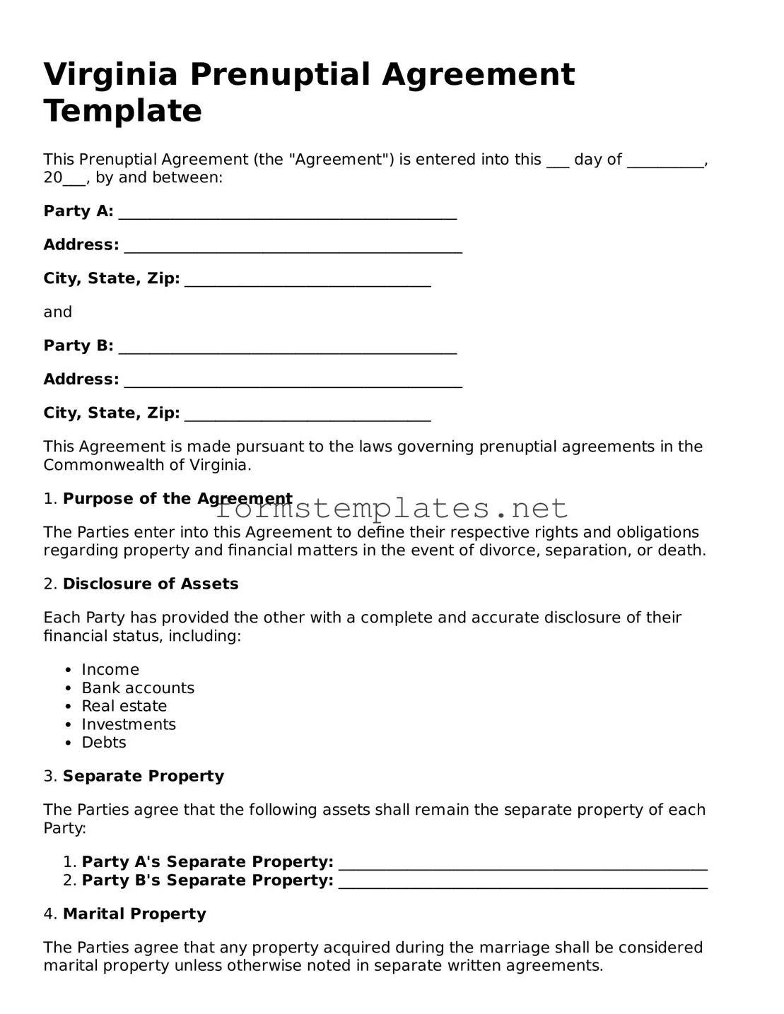Attorney-Approved Virginia Prenuptial Agreement Template