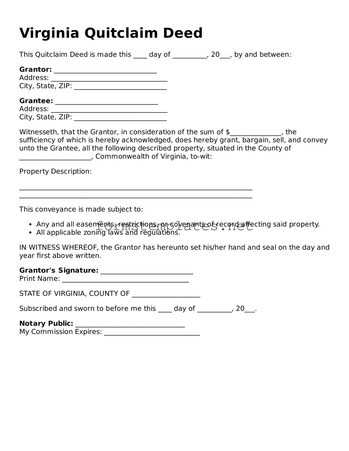 Attorney-Approved Virginia Quitclaim Deed Template