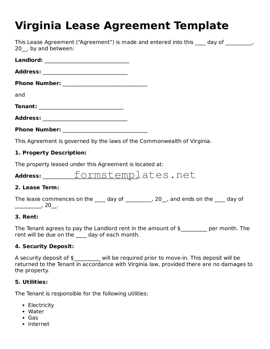 Attorney-Approved Virginia Lease Agreement Template