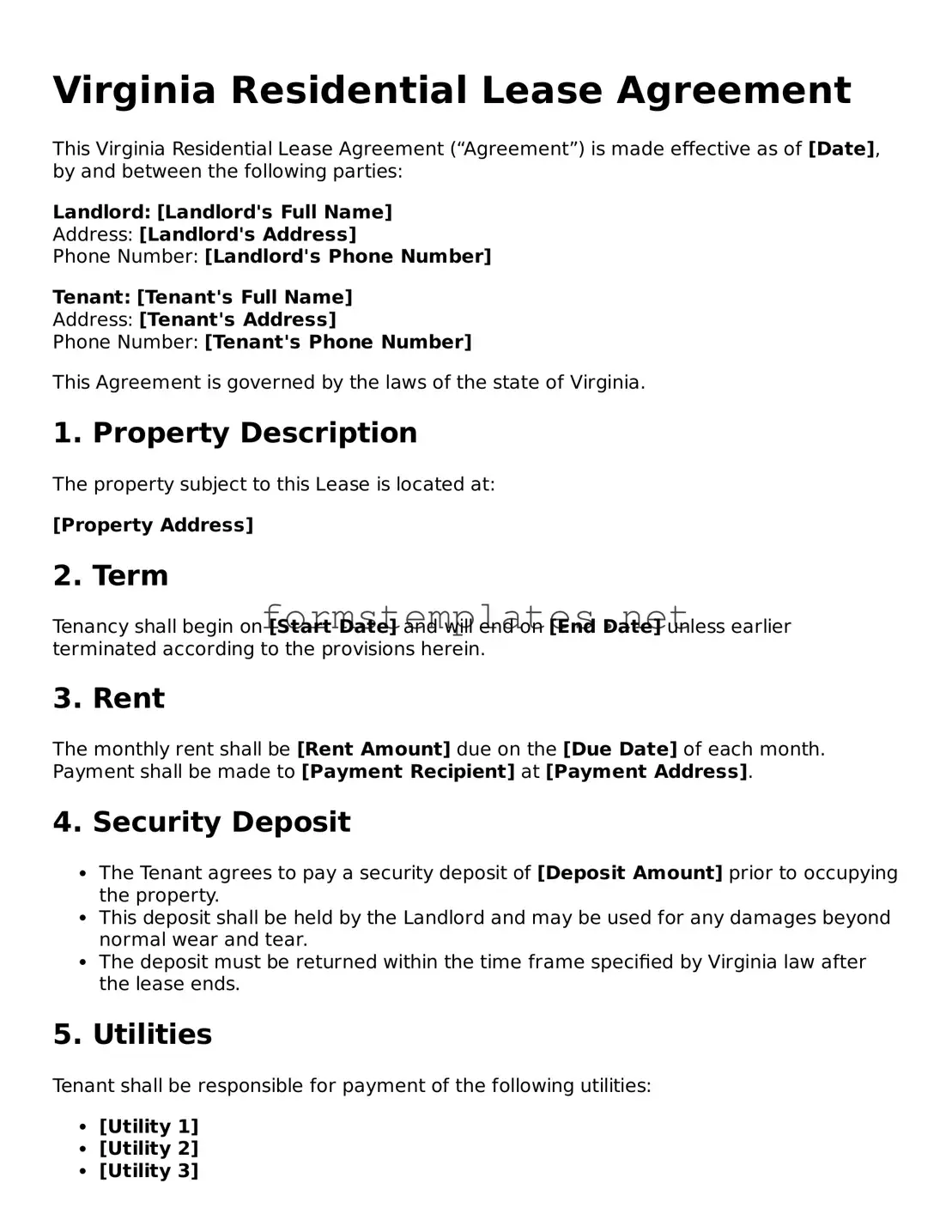 Attorney-Approved Virginia Residential Lease Agreement Template