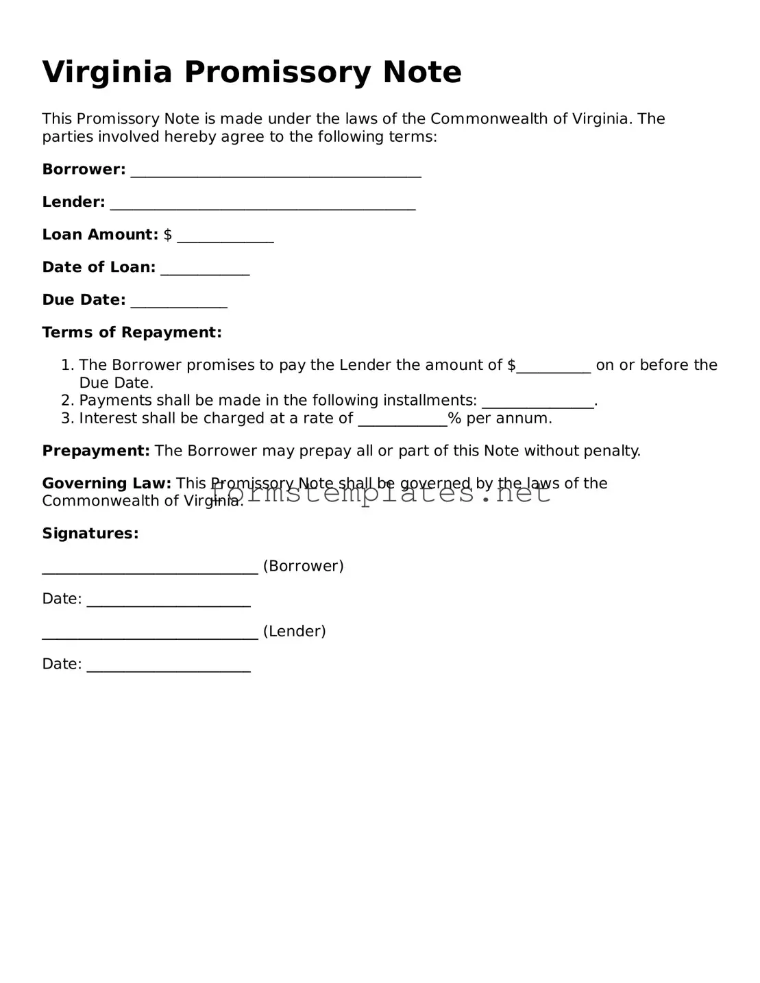 Attorney-Approved Virginia Promissory Note Template
