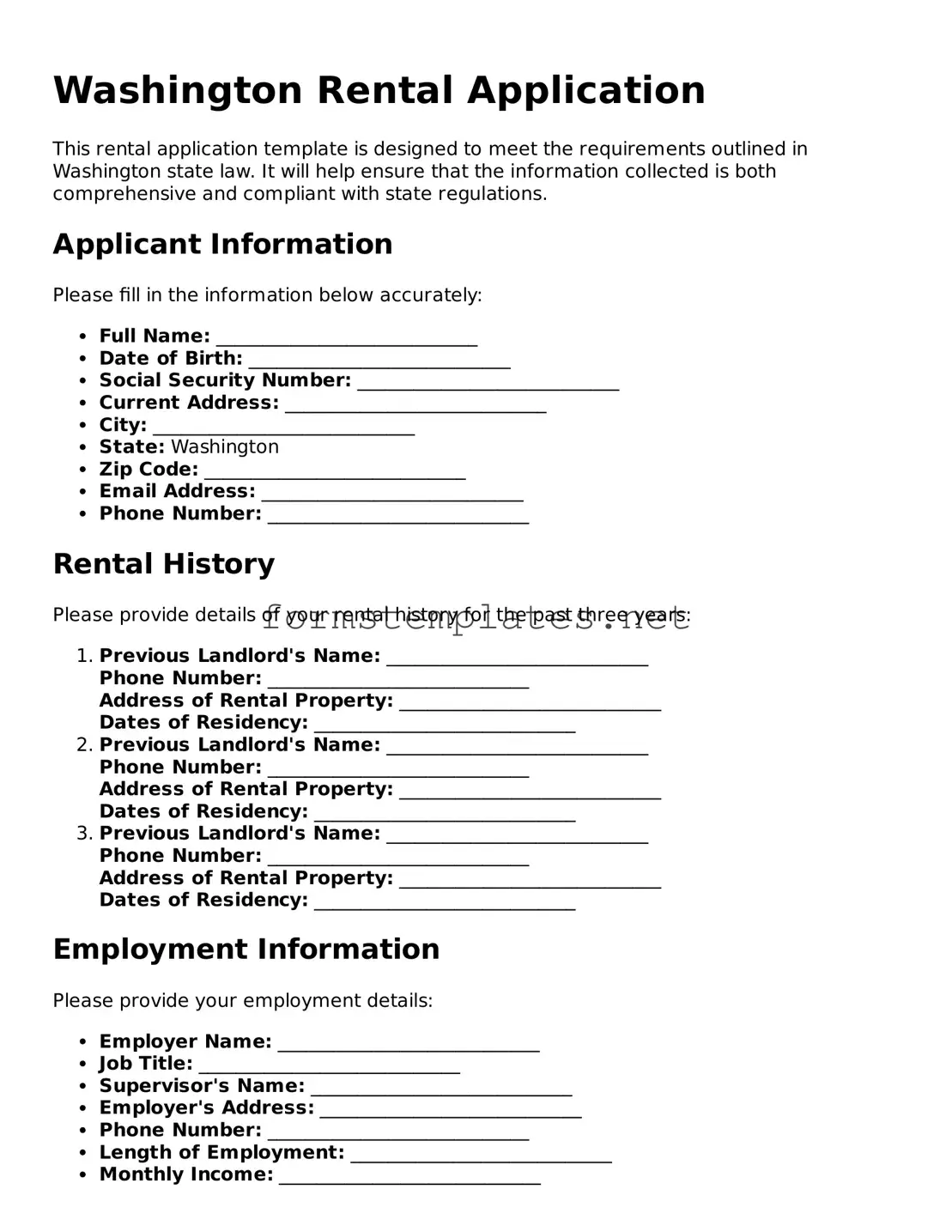 Attorney-Approved Washington Rental Application Template