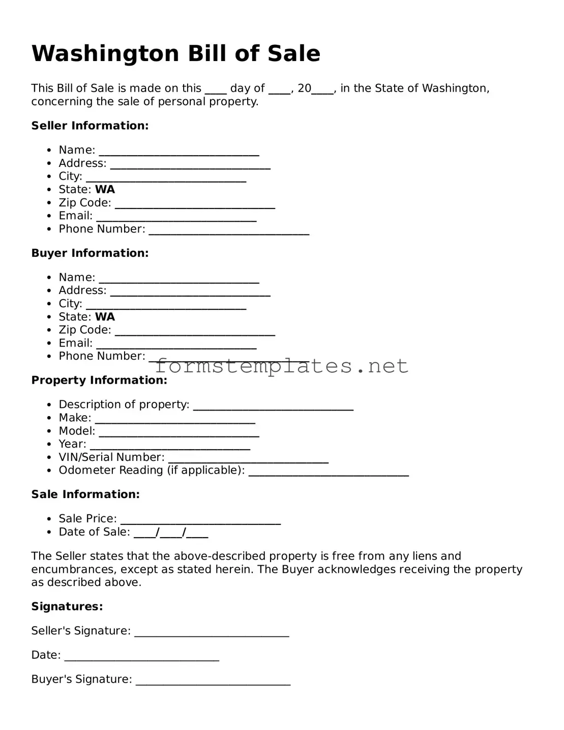 Attorney-Approved Washington Bill of Sale Template