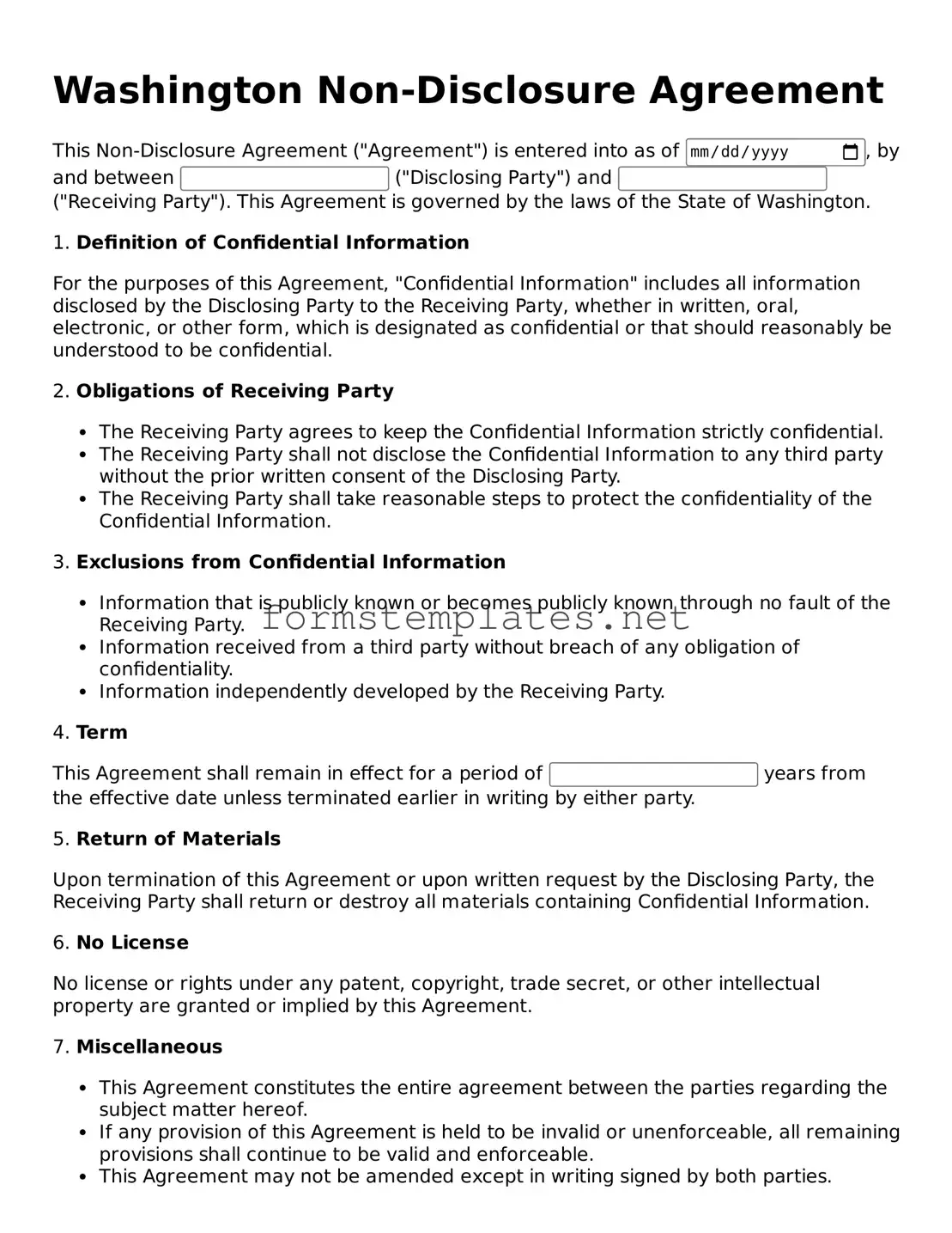 Attorney-Approved Washington Non-disclosure Agreement Template