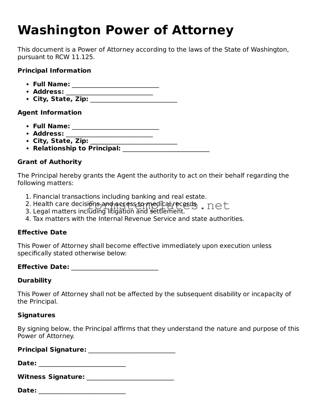 Attorney-Approved Washington Power of Attorney Template
