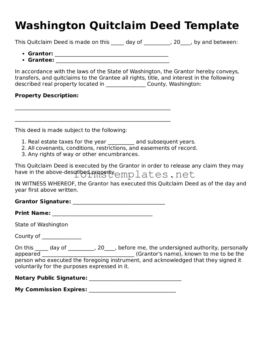 Attorney-Approved Washington Quitclaim Deed Template
