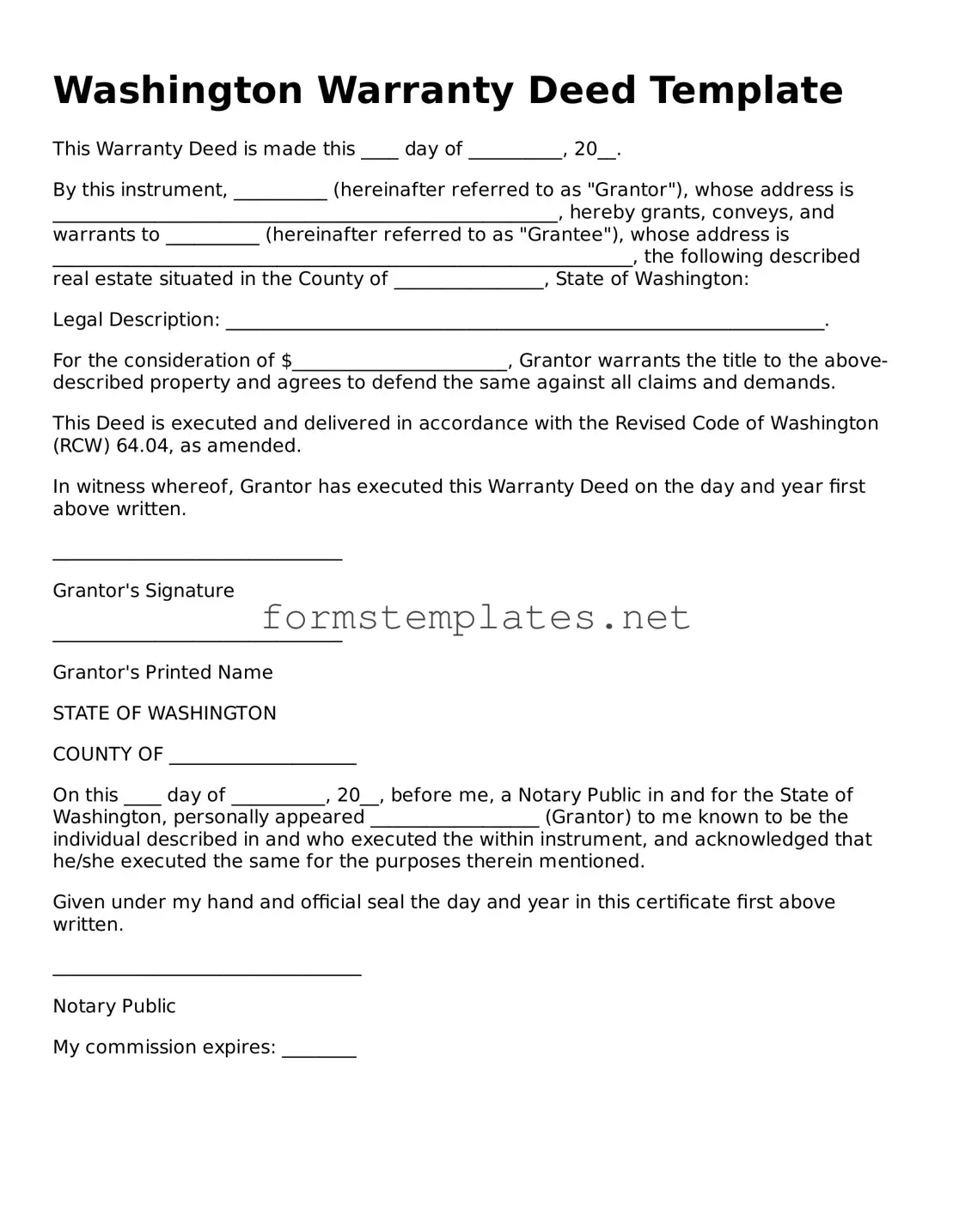 Attorney-Approved Washington Deed Template