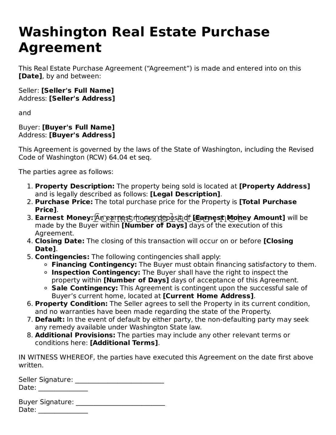 Attorney-Approved Washington Real Estate Purchase Agreement Template