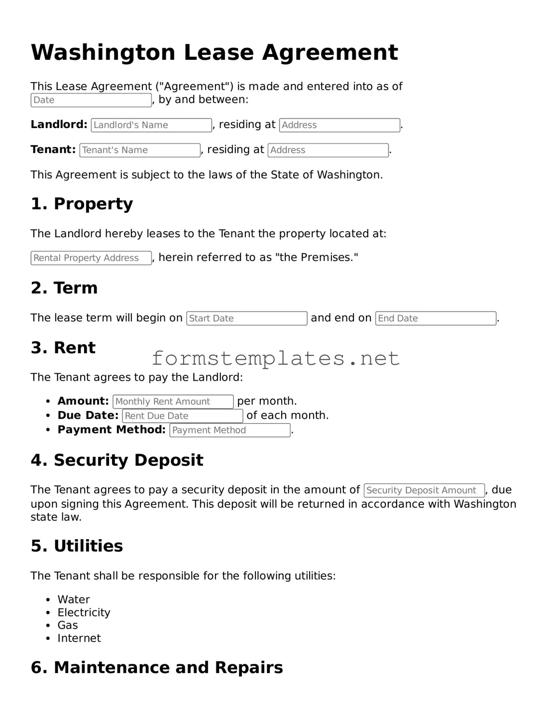 Attorney-Approved Washington Lease Agreement Template