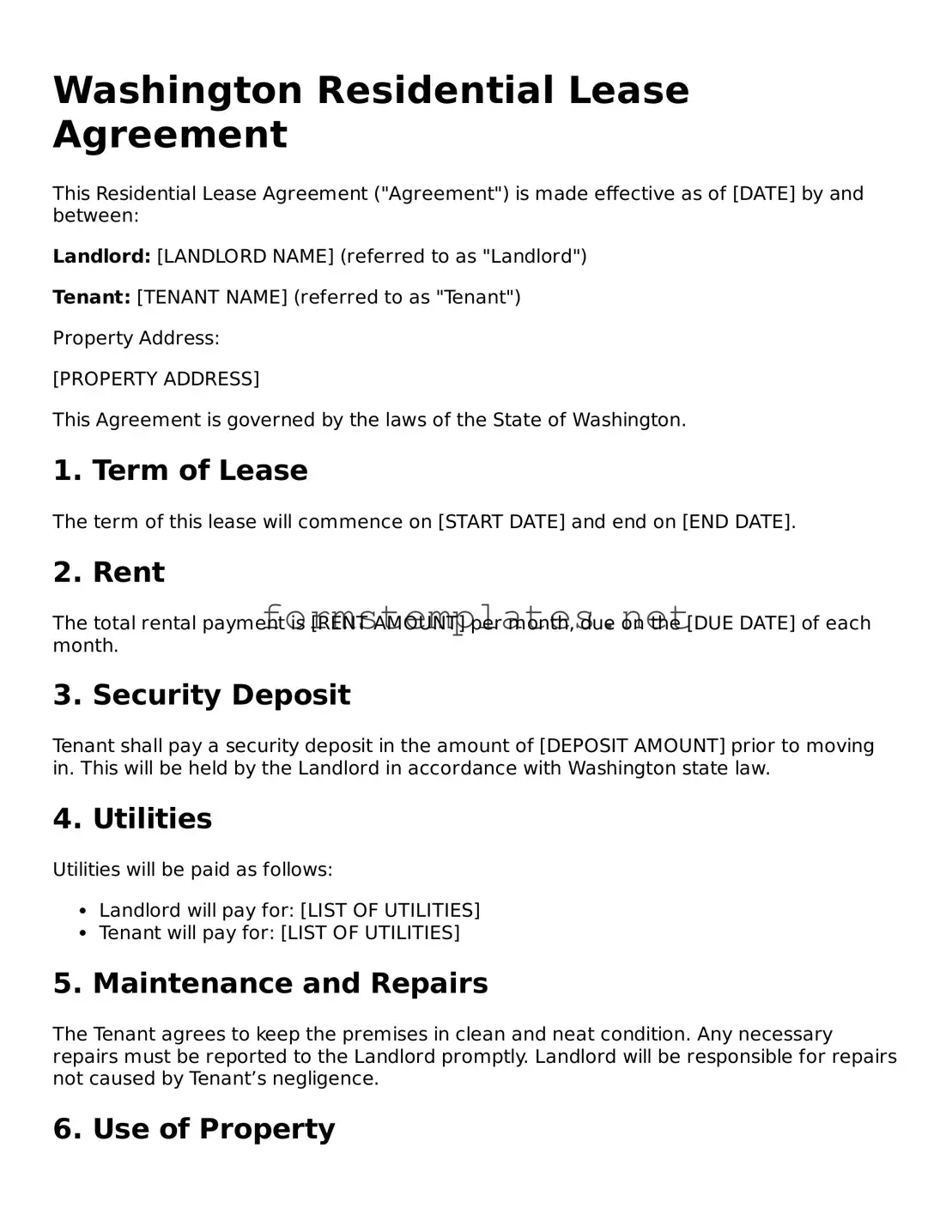 Attorney-Approved Washington Residential Lease Agreement Template