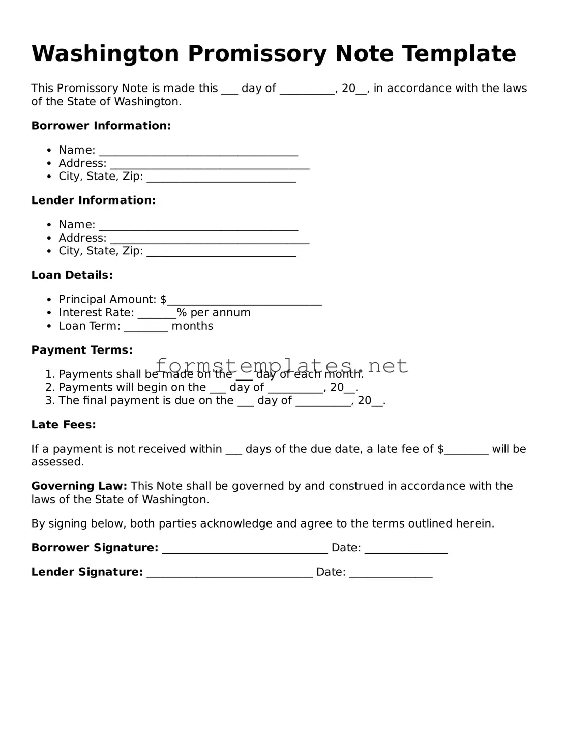 Attorney-Approved Washington Promissory Note Template