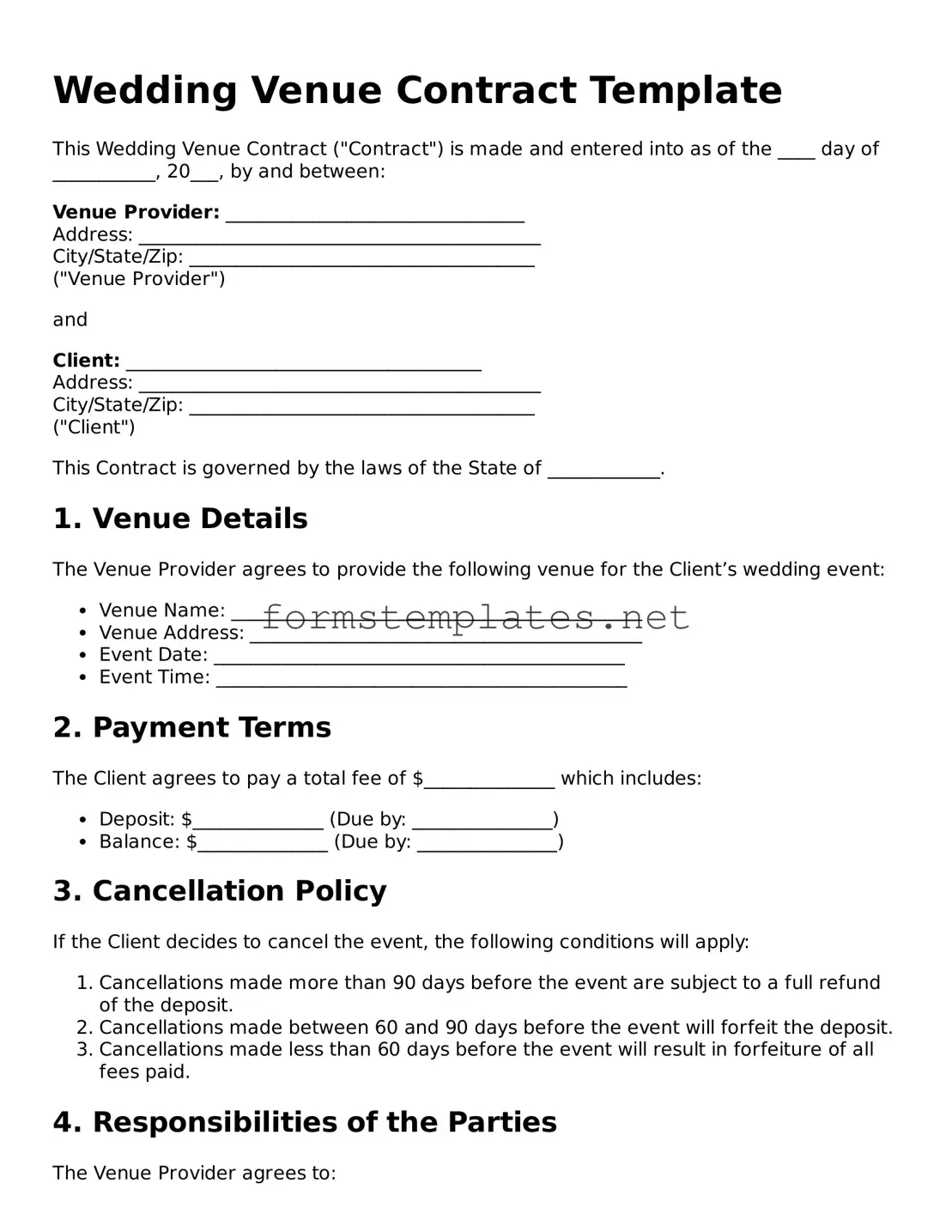 Attorney-Verified Wedding Venue Contract Form